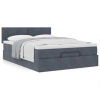 Ottoman bed met matras 140x190cm fluweel donkergrijs - thumbnail