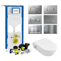 Geberit UP320 Toiletset Set51 Wandcloset Sanilux Easy Flush Slim met Bidet Sigma Drukplaat - thumbnail