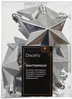 Ster kunststof L9b9h12 cm zilver 12 st Shatterproof Decoris - Decoris - thumbnail