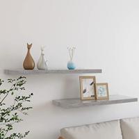 VidaXL Wandschappen zwevend 2 st 80x23,5x3,8 cm mdf betongrijs - thumbnail