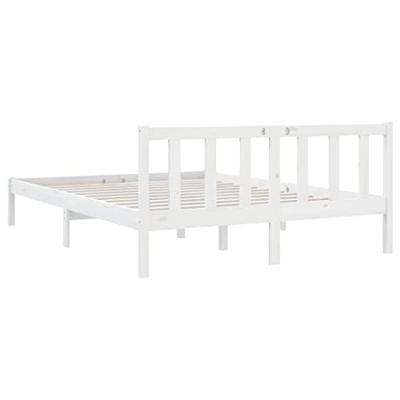 Bedframe massief grenenhout wit 150x200 cm UK King