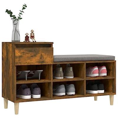 Schoenenkast 102x36x60 cm bewerkt hout gerookt eikenkleurig