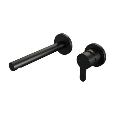 Inbouw Wastafelmengkraan Brauer Black Edition Coldstart Rechte Uitloop Korte Platte Hendel Rechts Mat Zwart Met Rozetten Brauer