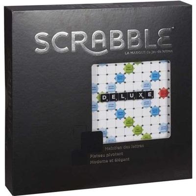 SCRABBLE - Scrabble Deluxe - Bordspel - Scrabble zwart en zilver met draaibord en inkepingssysteem