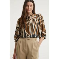 Summum Woman blouse met all over print bruin/zwart - thumbnail