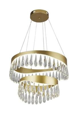 Searchlight HanglampJewel 2-rings goud met kristal - 19210-2GO