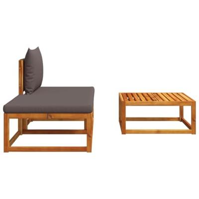3-delige Loungeset met kussens massief acaciahout - thumbnail