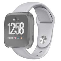 By Qubix - Compatible met Fitbit Versa 1/2 & Lite siliconen bandje - Maat: Large - Grijs - Compatible fitbit bandje - thumbnail