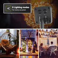 Solar String Light 10 meter - 3000K warm wit licht - IP44 Waterdicht - Twinkle effect - 4 Lichtmodi - 1200 Lumen - thumbnail