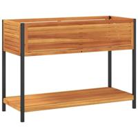 Plantenbak met schap 110x45x80 cm massief acaciahout en staal - thumbnail