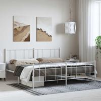 Bedframe met hoofd- en voeteneinde metaal wit 193x203 cm - thumbnail