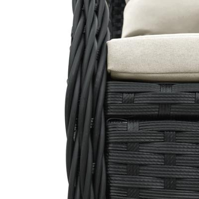 3-delige Bistroset met kussens poly rattan zwart - thumbnail