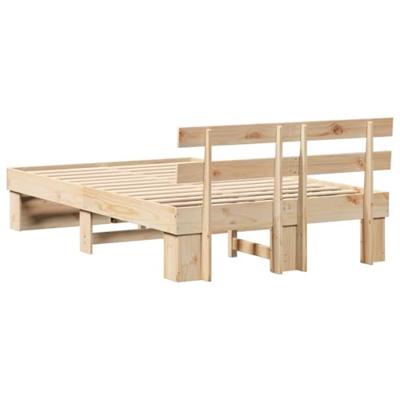 Bedframe met hoofdeinde Bruin 135 x 190 cm Massief grenenhout - thumbnail