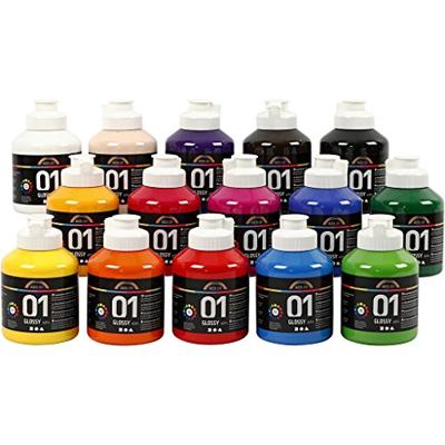 Creativ Company Acyrlverf glossy kleur semi-transparant, 15x500ml Creativ Company Acyrlverf glossy kleur semi-transparant, 15x500ml