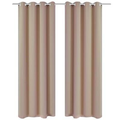 Blackout Gordijnen met metalen ringen 135 x 245 cm 2 stuks (creme)