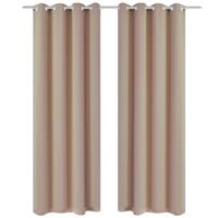 Blackout Gordijnen met metalen ringen 135 x 245 cm 2 stuks (creme) - thumbnail