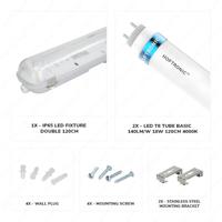 LED TL armatuur 120cm dubbel - T8 (G13) - 36 Watt 5040 lumen (140lm/W) - 4000K neutraal wit (840) - Koppelbaar - Flikkervrij - IP65 waterdicht - LED TL Lamp - thumbnail