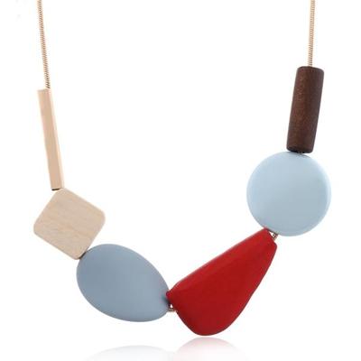 Kleurrijke hars kralen verklaring ketting vrouwen Multicolor houten kettingen Hangers (rood)