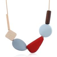 Kleurrijke hars kralen verklaring ketting vrouwen Multicolor houten kettingen Hangers (rood) - thumbnail