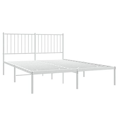 Bedframe met hoofdbord metaal wit 140x200 cm
