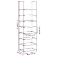 Schoenenrek 8-laags 44x28x145 cm nonwoven stof zwart - thumbnail