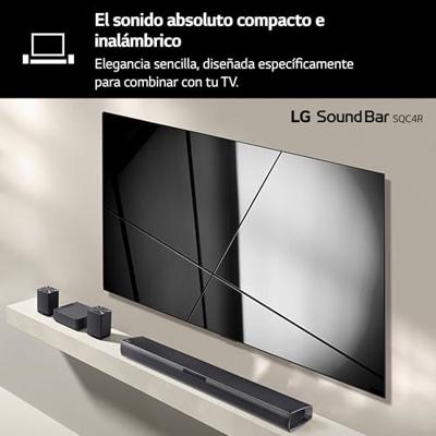 LG Electronics SQC4R.DEUSLLK Soundbar Zwart Incl. draadloze subwoofer, Wandbevestiging, Bluetooth