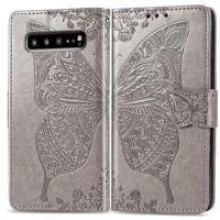 Butterfly Love bloemen reliëf horizontale Flip lederen case voor Galaxy S10 5G met houder & kaartsleuven & portemonnee & Lanyard (grijs) - thumbnail