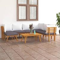 8-delige Loungeset met kussens massief acaciahout - thumbnail
