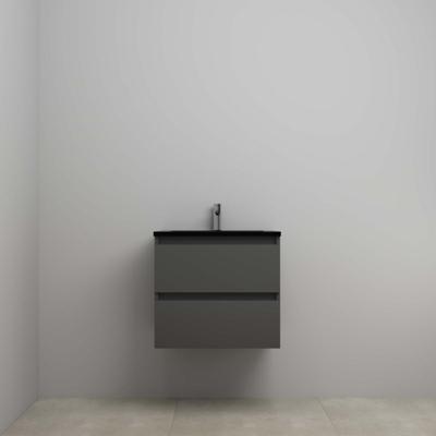 On-Line Onderkast - 60 cm - Voorgemonteerd - Ladestructuur - Acryl Wastafel - 1 Kraangat - Mat Antraciet