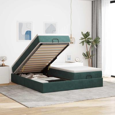 Ottoman bed met matrassen 180x200cm fluweel donkergroen