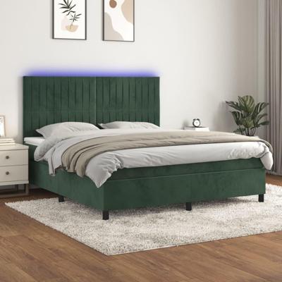 Boxspring met matras en LED fluweel donkergroen 160x200 cm