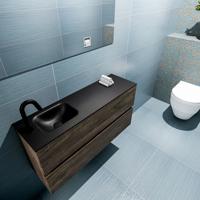 Mondiaz Ada 100cm toiletmeubel dark brown met wastafel urban links 1 kraangat - thumbnail