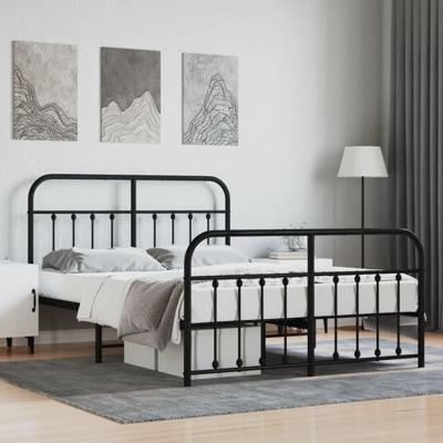 Bedframe met hoofd- en voeteneinde metaal zwart 140x200 cm Bedframe met hoofd- en voeteneinde metaal zwart 140x200 cm