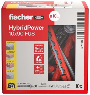Fischer 577390 HybridPower Pluggenset 90 mm 10 stuk(s)