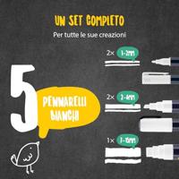 Securit krijtmarker wit, etui met 5 stuks in geassorteerde diktes - thumbnail