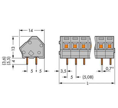 WAGO 236-408 Veerkrachtklemblok 2.50 mm² Aantal polen 8 Grijs 100 stuk(s)