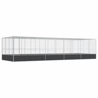 vidaXL Volière met verlengstuk 932x307x212 m staal zilverkleurig, vogelvolière, papegaaienkooi, grote papegaaienkooi, parkietenkooi, grote vogelkooi - thumbnail