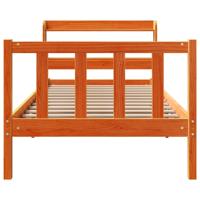 Bedframe met hoofdbord massief grenenhout wasbruin 150x200 cm - thumbnail
