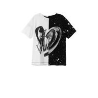 Desigual T-shirt wit/zwart - thumbnail