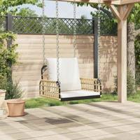 Schommelstoel met kussens 63x58x39 cm poly rattan en staal - thumbnail