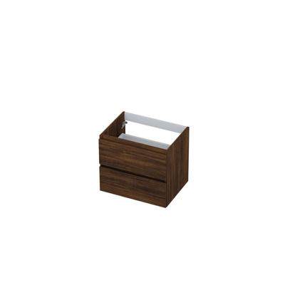 INK - Onderkast 2 Laden Greeploos met Houten Keerlijst - 600x450x520 Mm - Koper Eiken