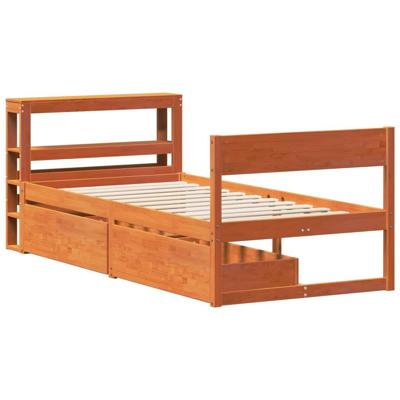 Bedframe zonder matras massief grenenhout wasbruin 90x200 cm Bedframe zonder matras massief grenenhout wasbruin 90x200 cm