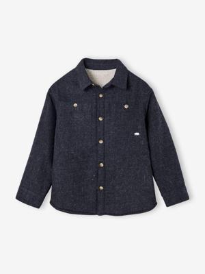 Geruit hemd met flanellen voering voor jongens gemêleerd grijs Geruit hemd met flanellen voering voor jongens gemêleerd grijs