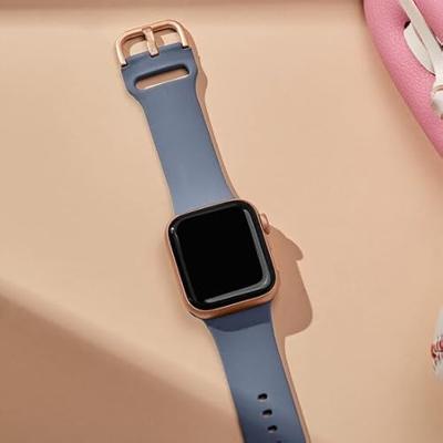 Soft siliconen bandje met gespsluiting - Blauwgrijs - Geschikt voor Apple Watch 44mm / 45mm / 46mm / 49mm