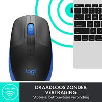 Logitech m190 full-size wireless mouse (blauw, 1000 dpi) - thumbnail