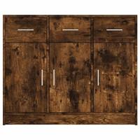 Dressoir 91x28x75 cm bewerkt hout gerookt eikenkleurig - thumbnail