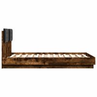 Bedframe met hoofdbord en LED gerookt eikenkleur 120x200 cm - thumbnail