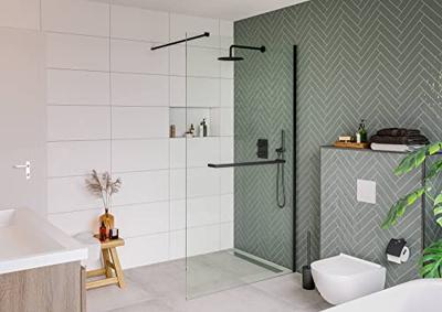 Saqu Modulo inloopdouche incl. handdoekhouder en antikalk 120x210cm mat zwart