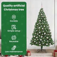 VidaXL Kunstkerstboom groen 210 cm pvc en staal en kunststof - thumbnail