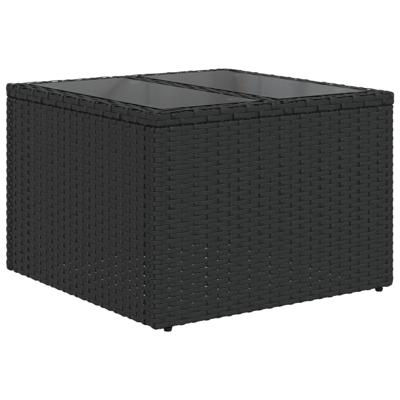 10-delige Loungeset met kussens poly rattan zwart - thumbnail